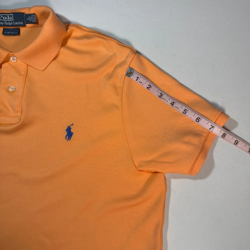 Polo Ralph Lauren Polo Shirt Mens L Orange Excellent Custom Fit Pony Logo